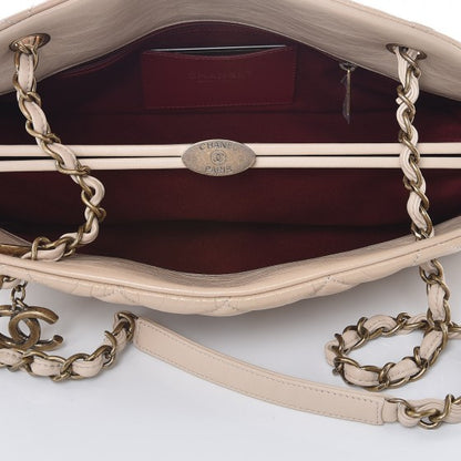 Chanel Aged Calfskin Quilted Medium Just Mademoiselle Bowling Bag Beige 5 of 8