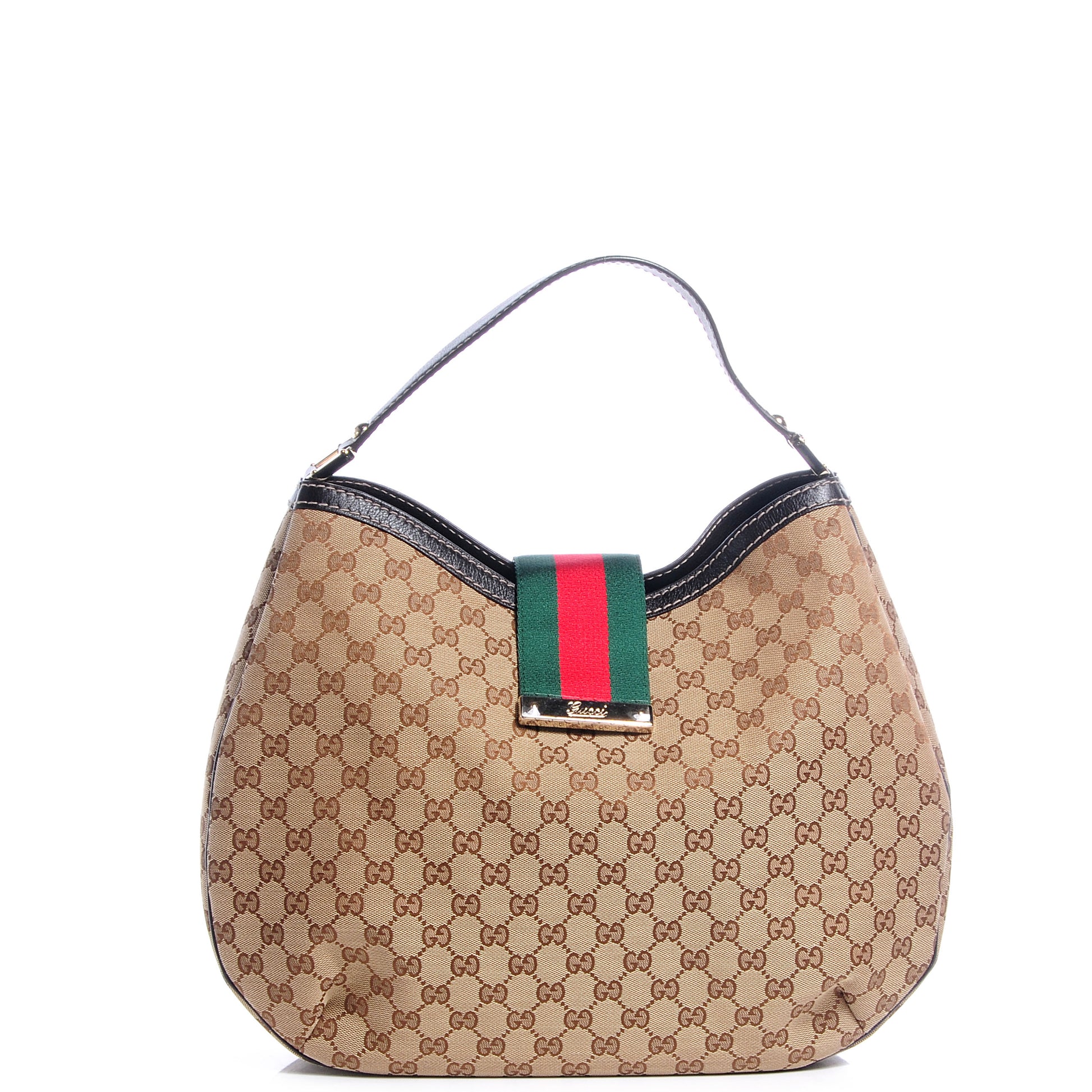 Gucci Monogram New Ladies Web Large Hobo Brown 1 of 7