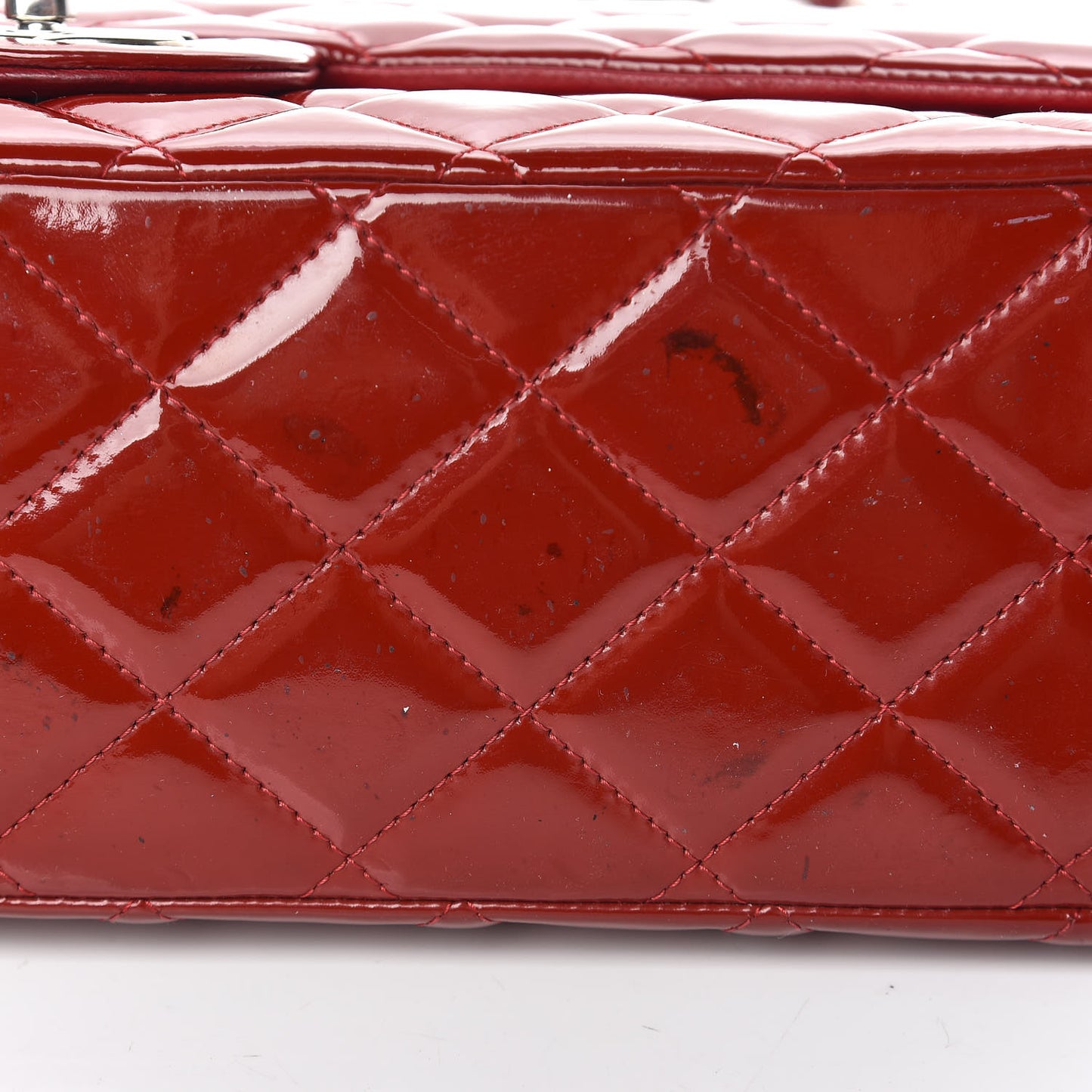 Patent Quilted Maxi Double Flap Red