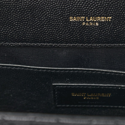 Saint Laurent Grain De Poudre Textured Mixed Matelasse Triquilt Medium Monogram Satchel Black 11 of 11