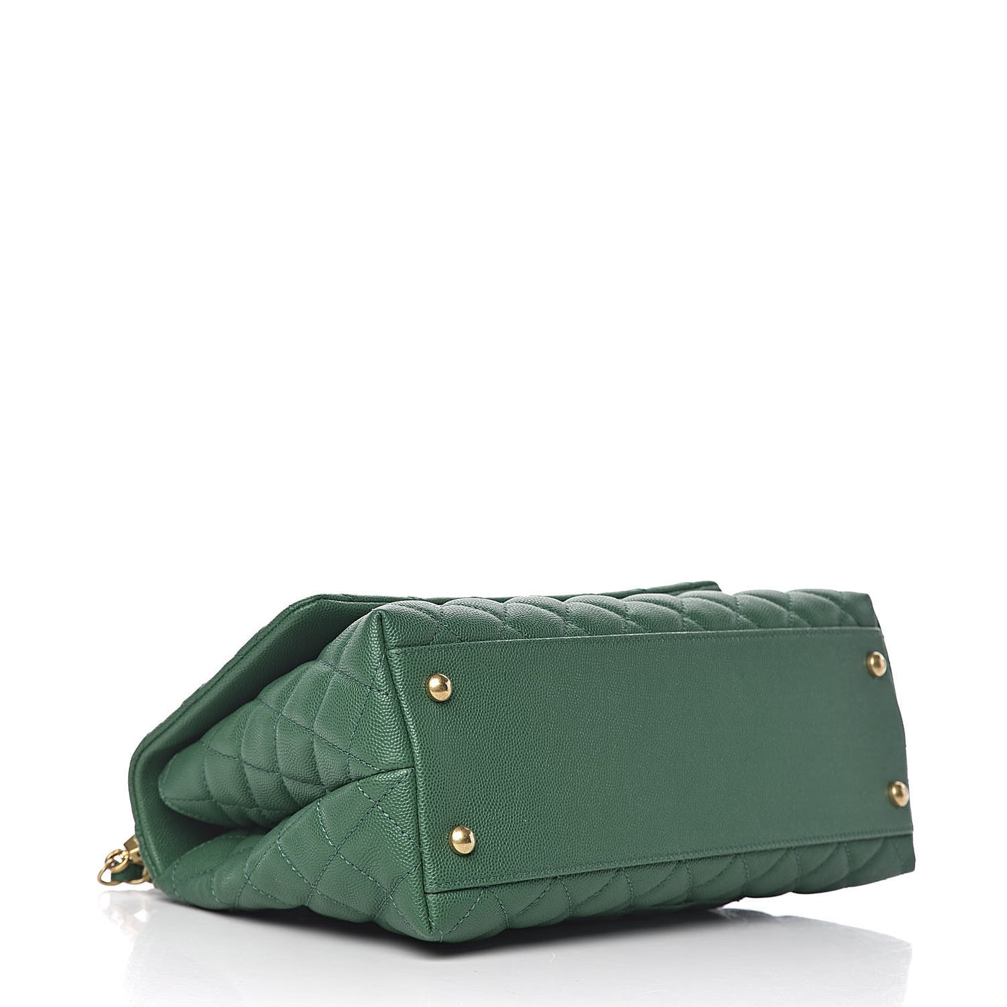 Caviar Quilted Small Coco Handle Flap Green