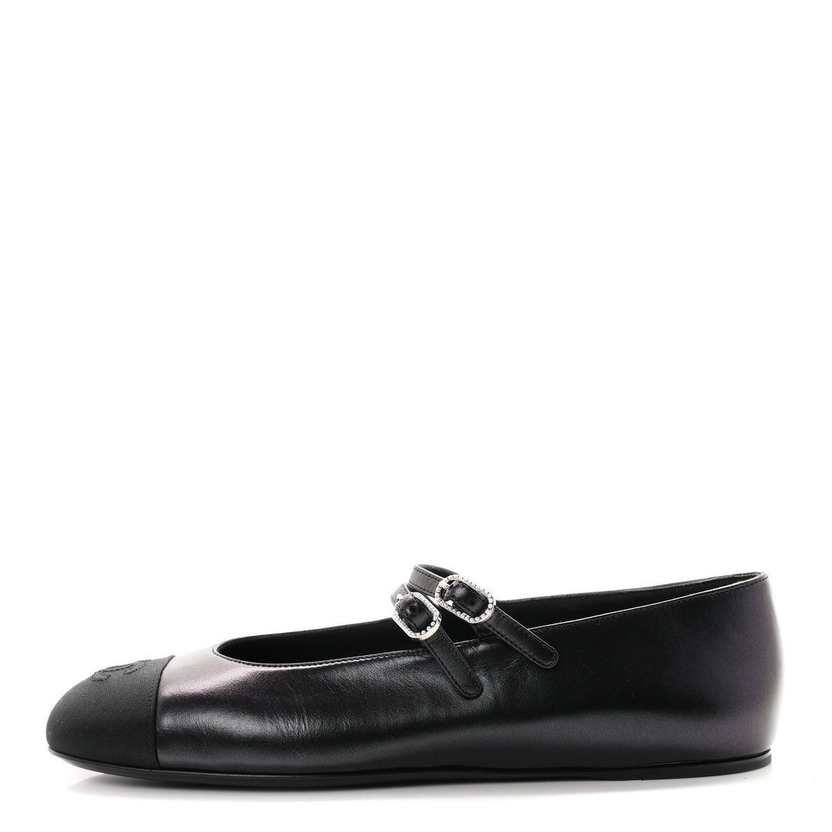 Chanel Lambskin Grosgrain Pearl Mary Jane Flats 38 Black 1 of 9