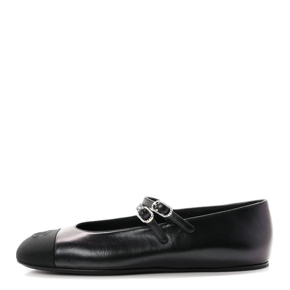 Chanel Lambskin Grosgrain Pearl Mary Jane Flats 38 Black 1 of 9