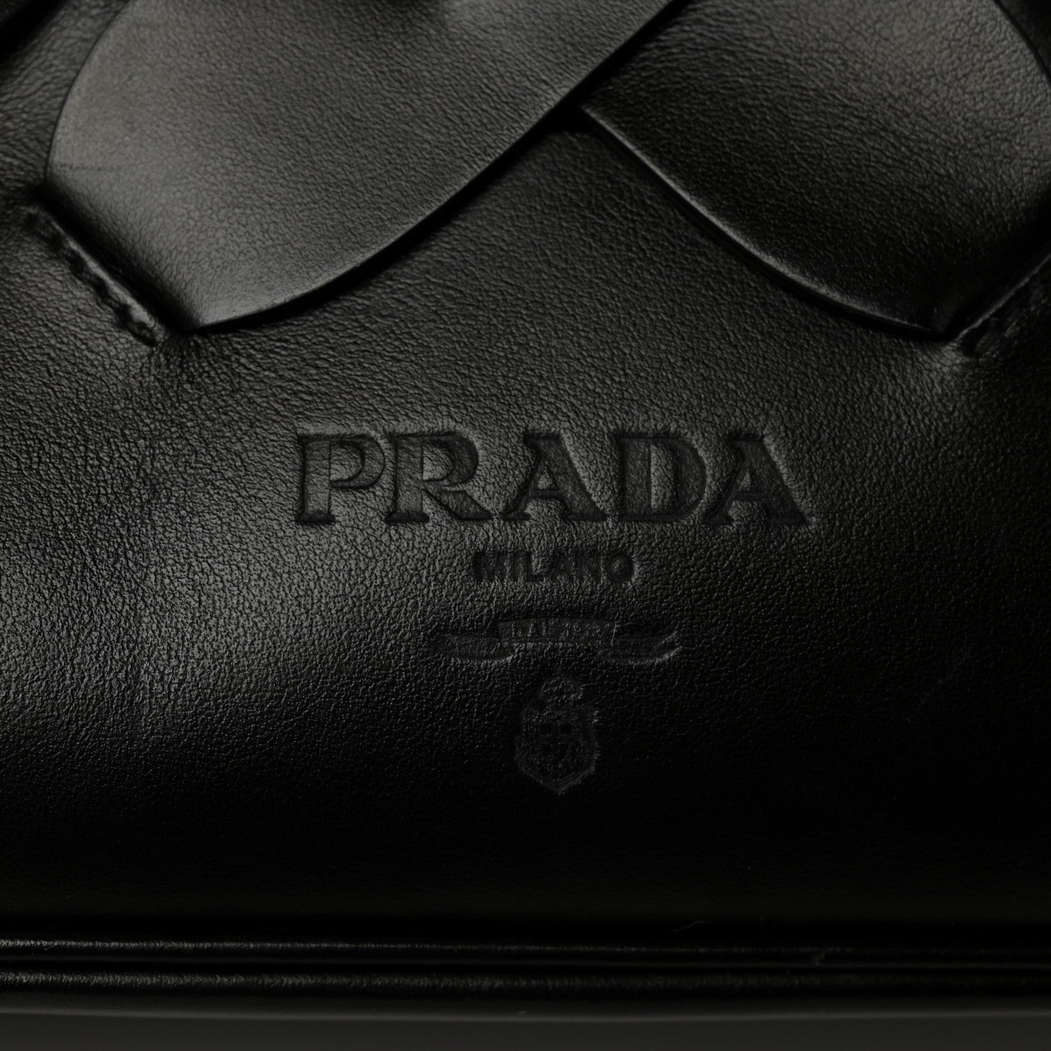 Prada Vitello Intreccio Tress Handbag Black 6 of 10