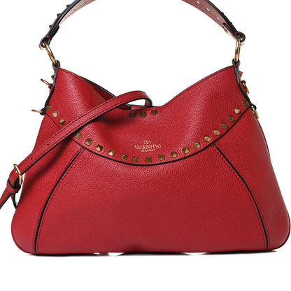 Valentino Garavani Grained Calfskin Medium Twinkle Studs Hobo Rosso Valentino 7 of 10