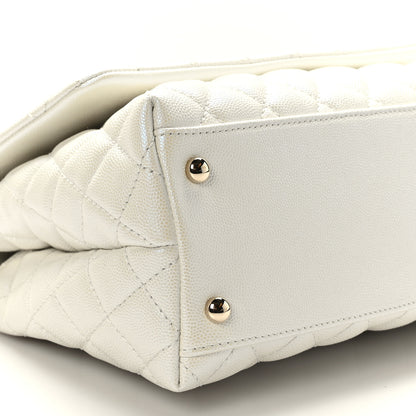 Chanel Iridescent Caviar Quilted Small Coco Handle Flap White 8 of 9