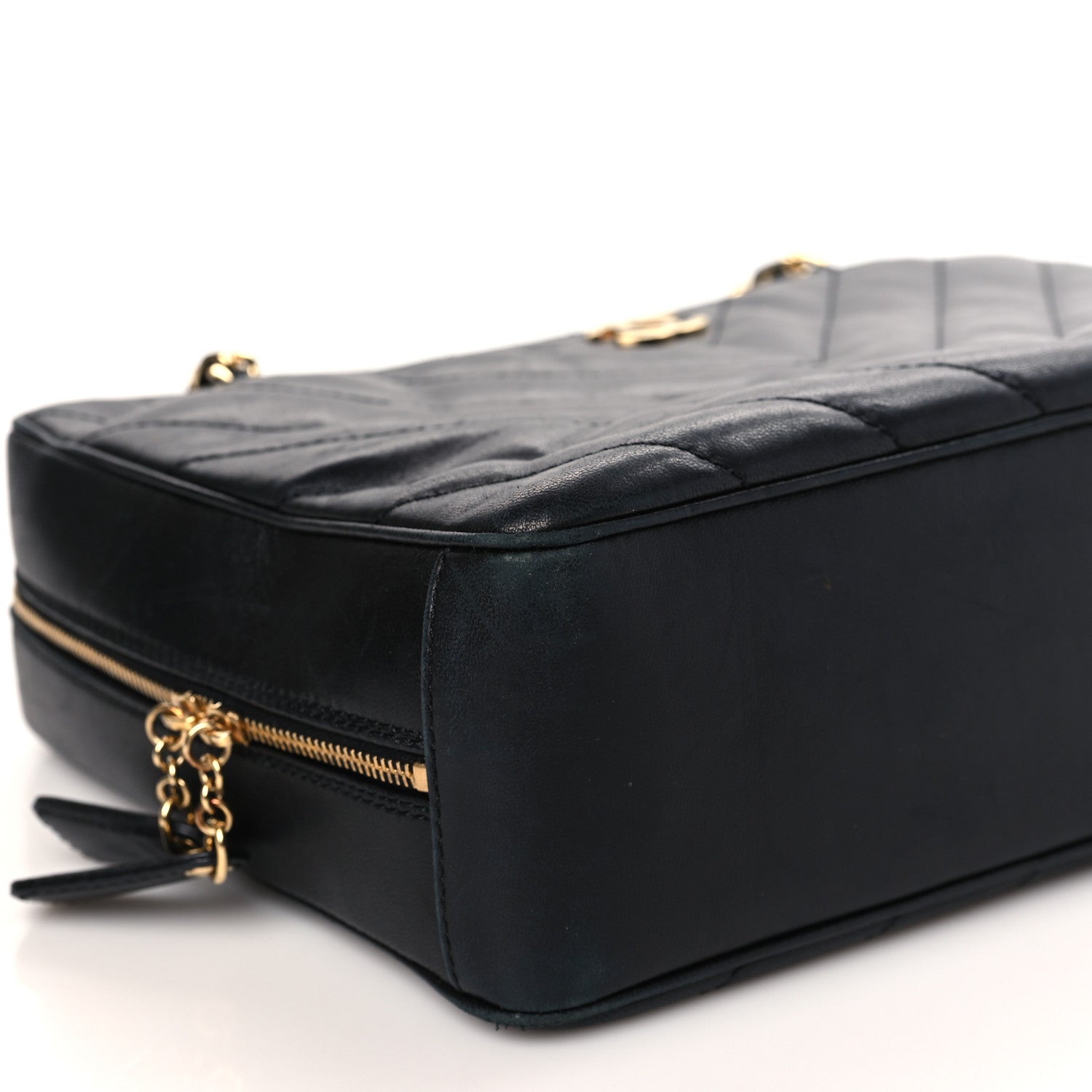 Chanel Lambskin Chevron Quilted Camera Case Black 8 of 12