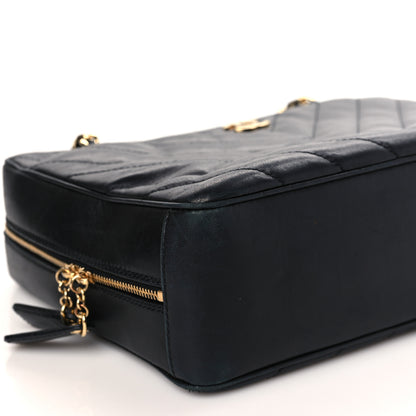 Chanel Lambskin Chevron Quilted Camera Case Black 8 of 12