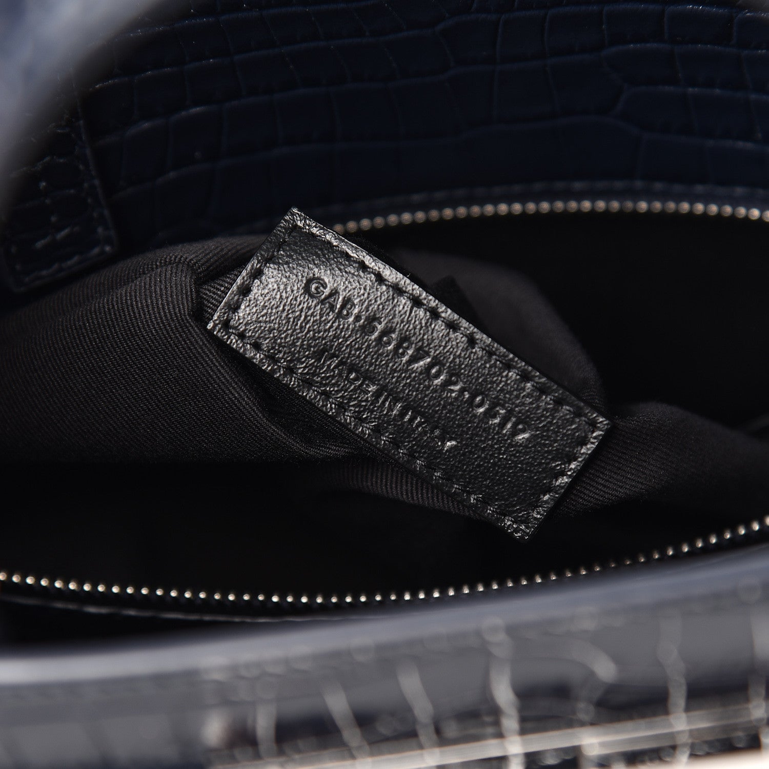 Saint Laurent Shiny Calfskin Crocodile Embossed Small Manhattan Shopper Tote Deep Marine 9 of 10
