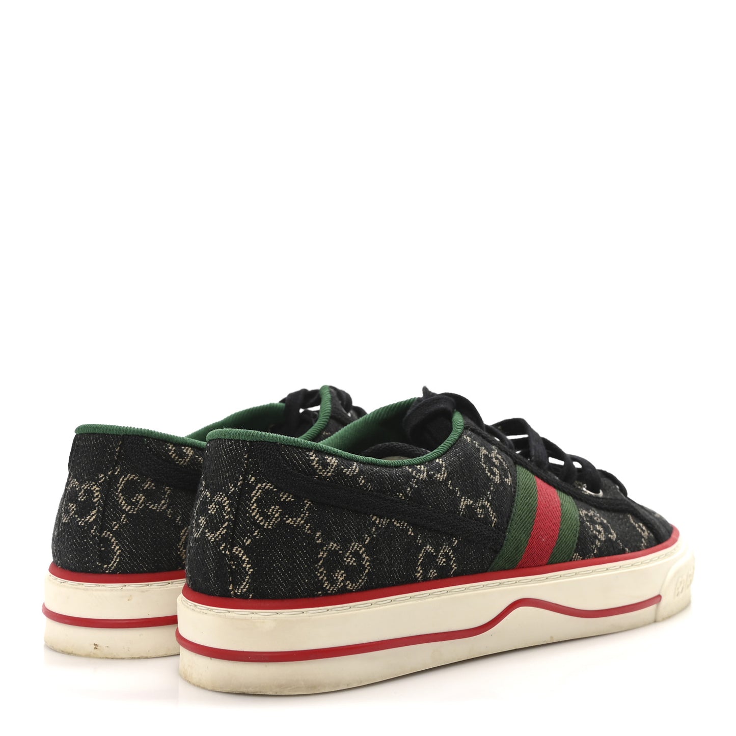 New Denim GG Monogram Web Womens 1977 Tennis Sneakers 39 Black Ivory