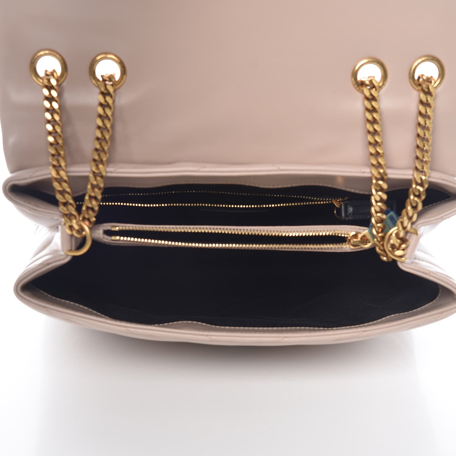 Saint Laurent Calfskin Y Quilted Monogram Medium Loulou Chain Satchel Light Natural 7 of 10