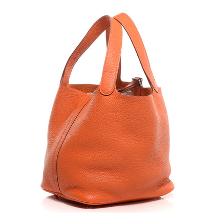 Hermes Taurillon Clemence Picotin Lock MM Orange 3 of 10