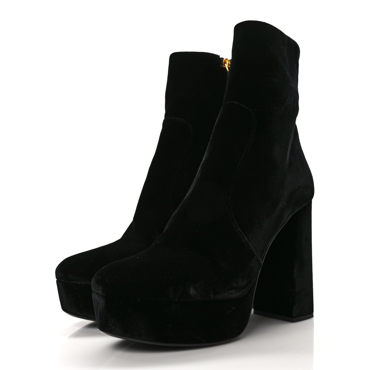 Prada Velvet Platform Ankle Boots 41 Black 3 of 7