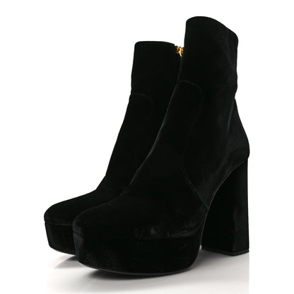 Prada Velvet Platform Ankle Boots 41 Black 3 of 7