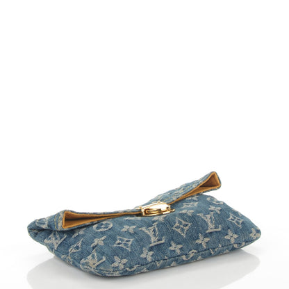 Louis Vuitton Monogram Denim Pochette Plat Clutch Blue 4 of 6