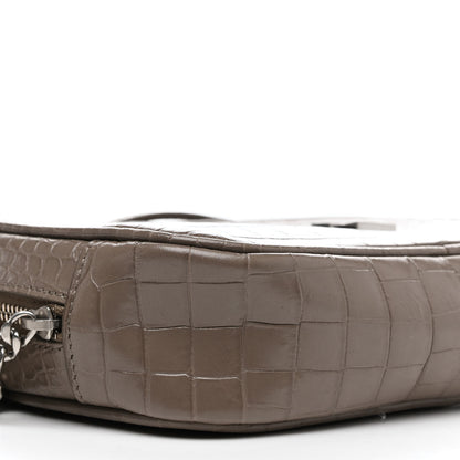 Saint Laurent Calfskin Crocodile Embossed Monogram Mini Lou Camera Bag Fog 9 of 10