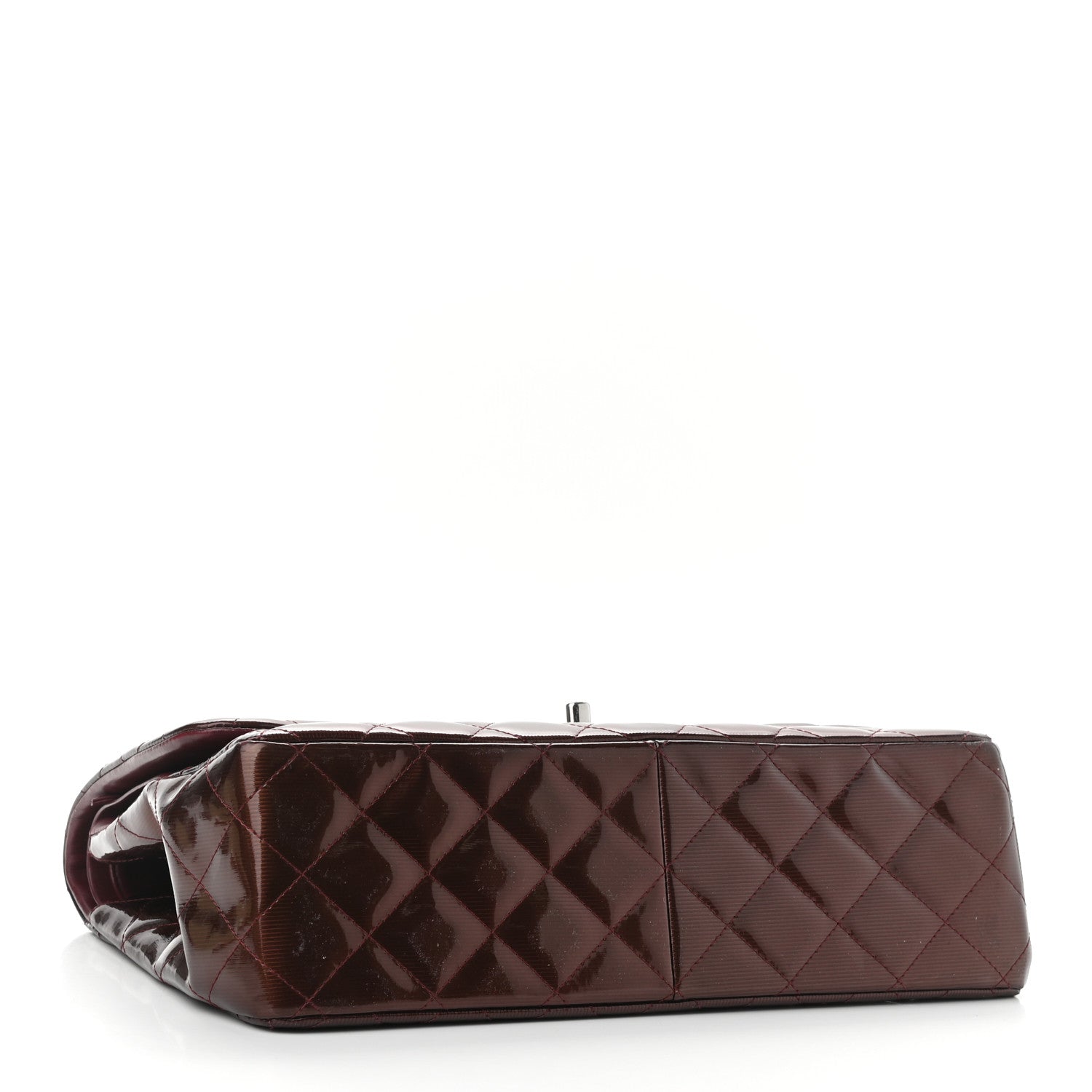 Chanel Striated Patent Quilted Jumbo Double Flap Burgundy 4 of 12