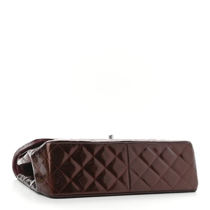 Chanel Striated Patent Quilted Jumbo Double Flap Burgundy 4 of 12