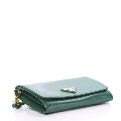 Prada Saffiano Metal Wristlet Wallet Green 3 of 11