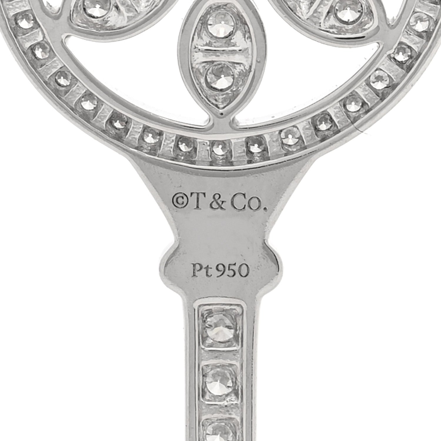 Tiffany Platinum Diamond Daisy Key Pendant Necklace 3 of 4