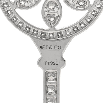 Tiffany Platinum Diamond Daisy Key Pendant Necklace 3 of 4