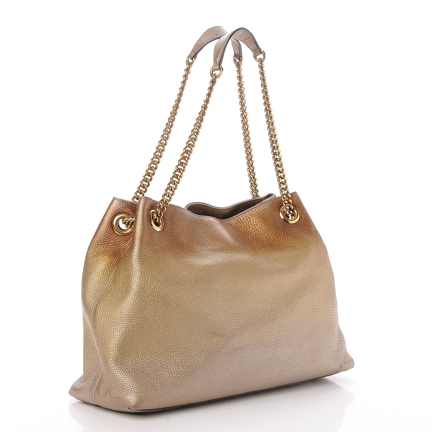 Metallic Pebbled Calfskin Medium Soho Chain Shoulder Bag Gold Ombre