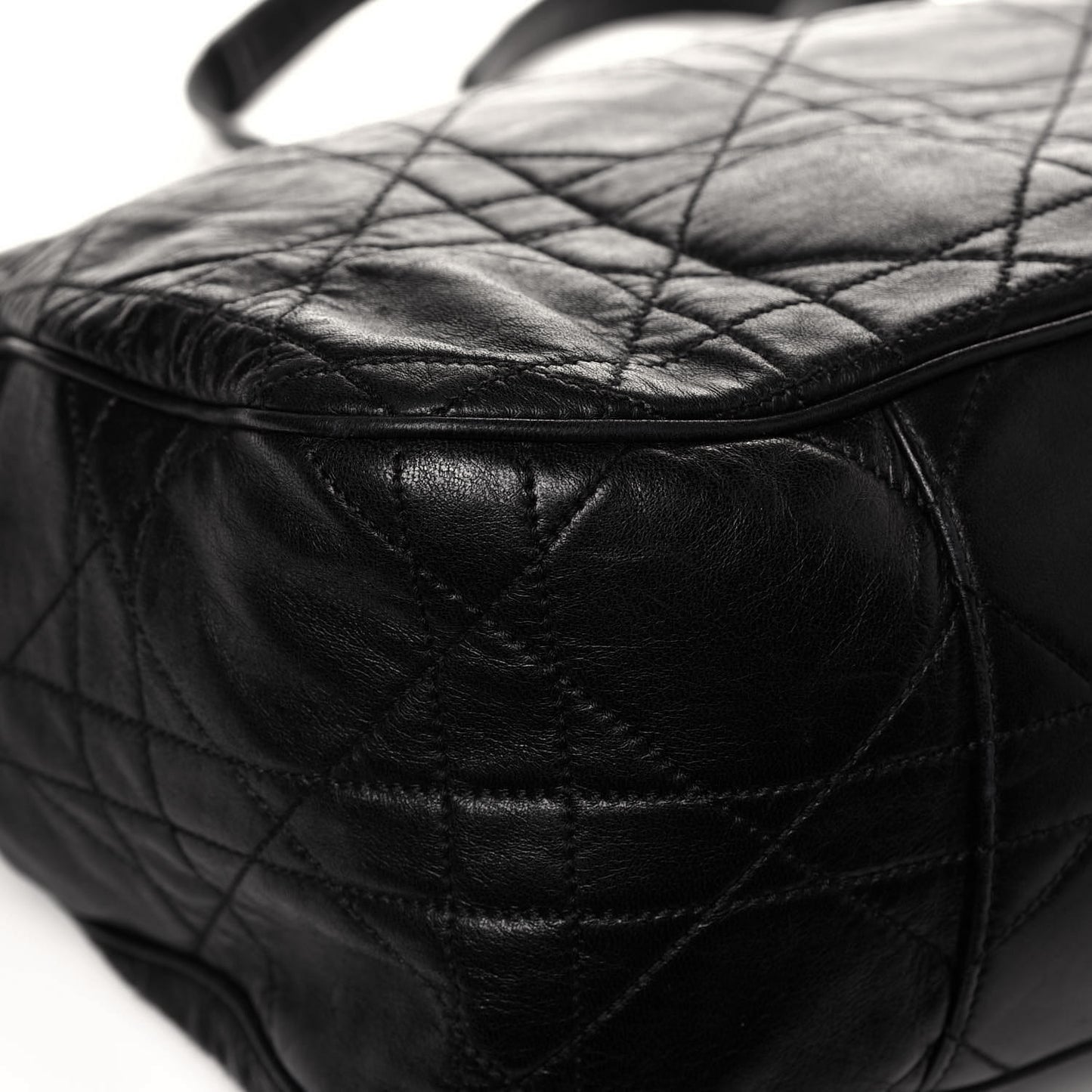 Lambskin Cannage Drawstring Tote Black