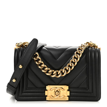 Chanel Lambskin Chevron Quilted Small Boy Flap Black 1 of 11