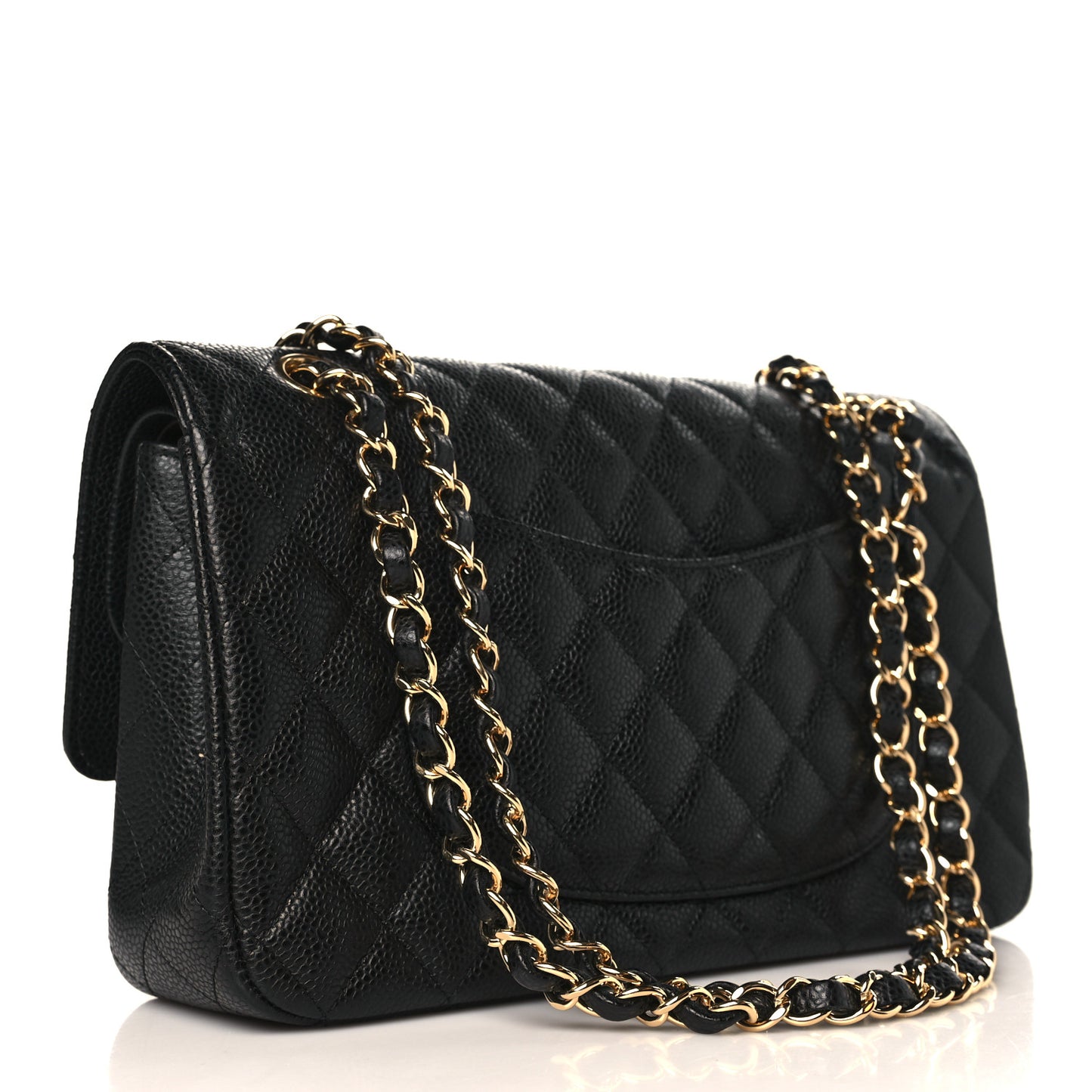Caviar Quilted Medium Double Flap Black