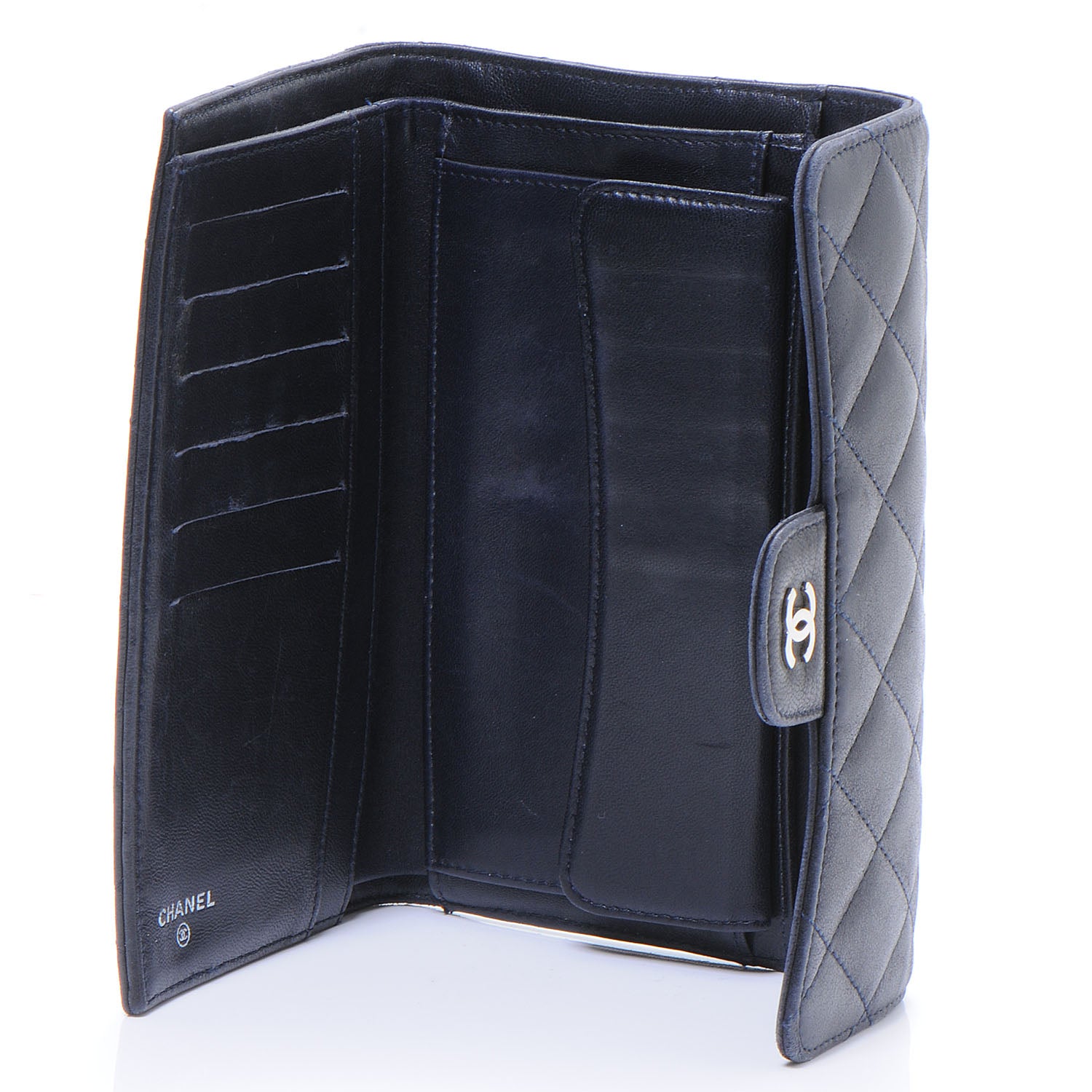 Chanel Lambskin Quilted Large Flap Wallet Navy 6 of 8
