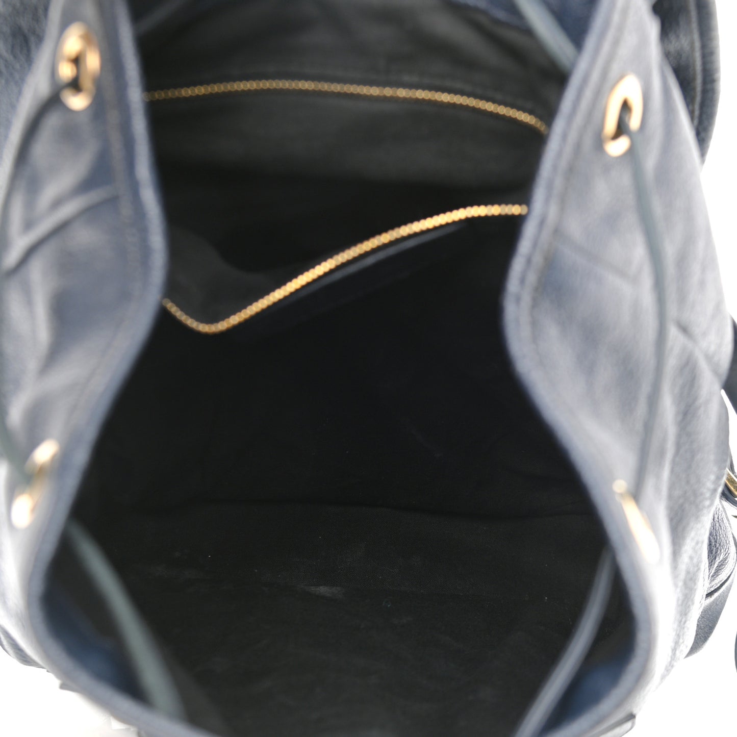 Chevre Gold Metallic Edge Hardware Backpack Bleu Nuit