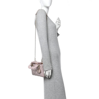 Christian Dior Metallic Lambskin Cannage Mini Lady Dior Lotus 2 of 9