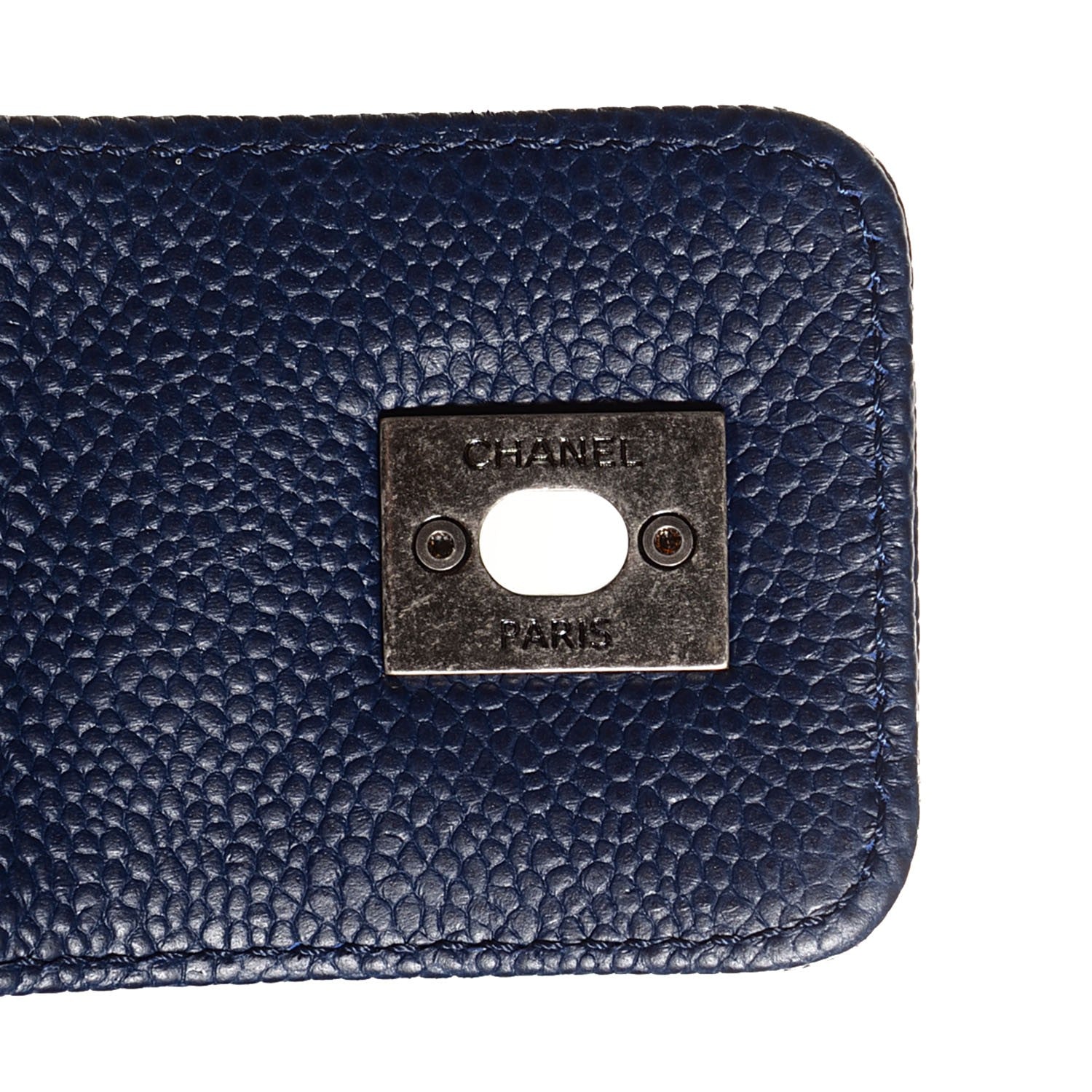 Chanel Grained Calfskin Quilted CC Accordion Small Tote Blue 8 of 10
