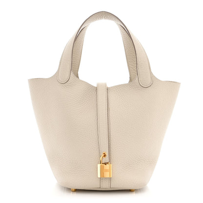 Hermes Taurillon Clemence Picotin Lock 18 PM Beton 1 of 10