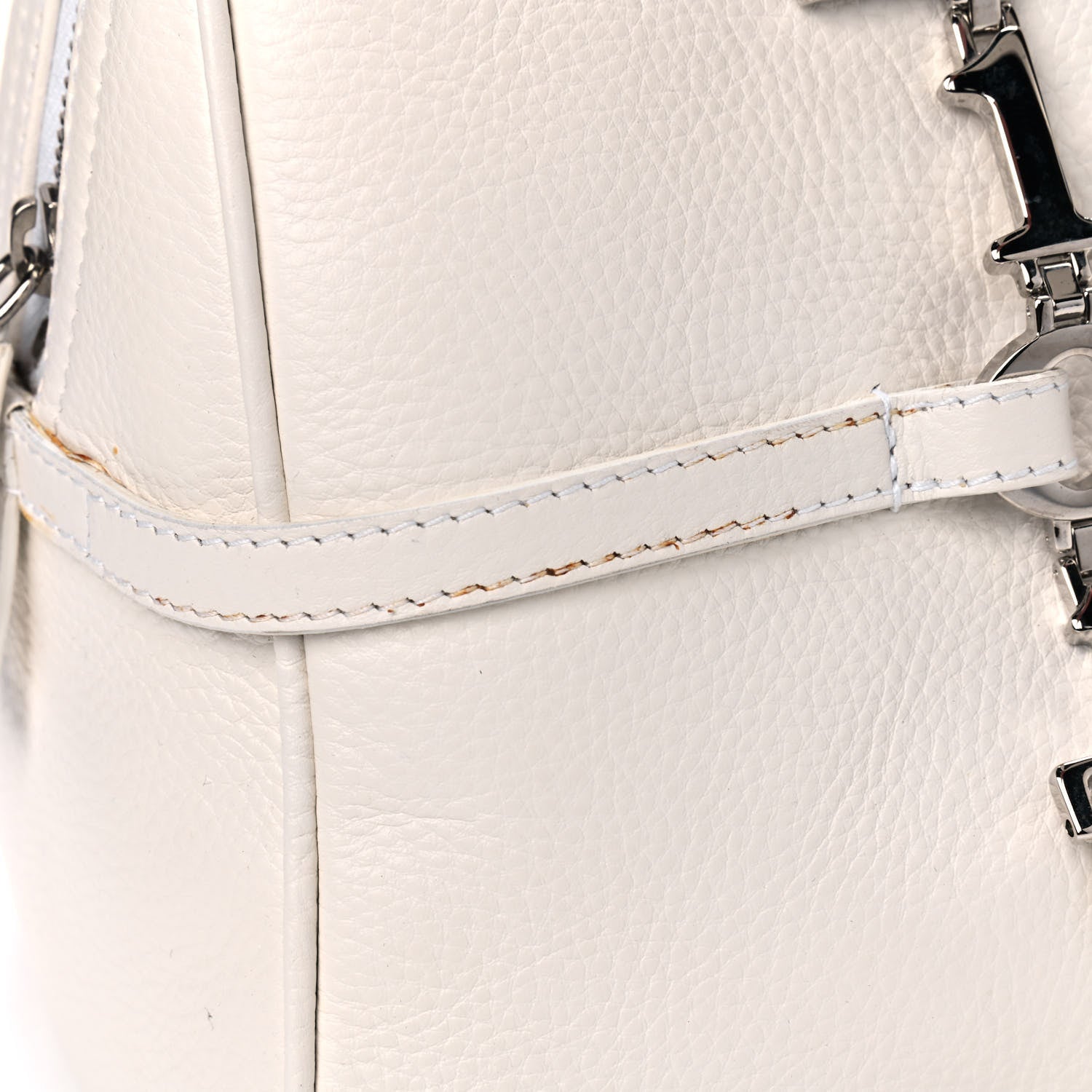 Christian Dior Calfskin Logo Charms Boston White 12 of 15