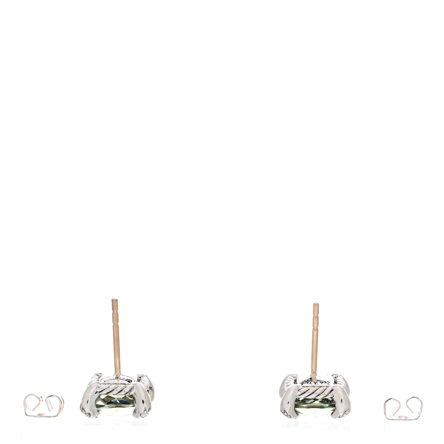Sterling Silver Diamond Prasiolite 9mm Chatelaine Earrings