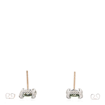 David Yurman Sterling Silver Diamond Prasiolite 9mm Chatelaine Earrings 3 of 5