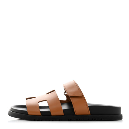 Hermes Calfskin Womens Chypre Sandals 38 Naturel 1 of 9