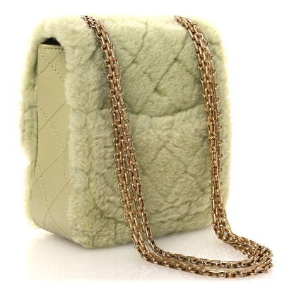 Chanel Shearling Aged Calfskin Quilted 2.55 Reissue Mini North South Flap Green 3 of 11