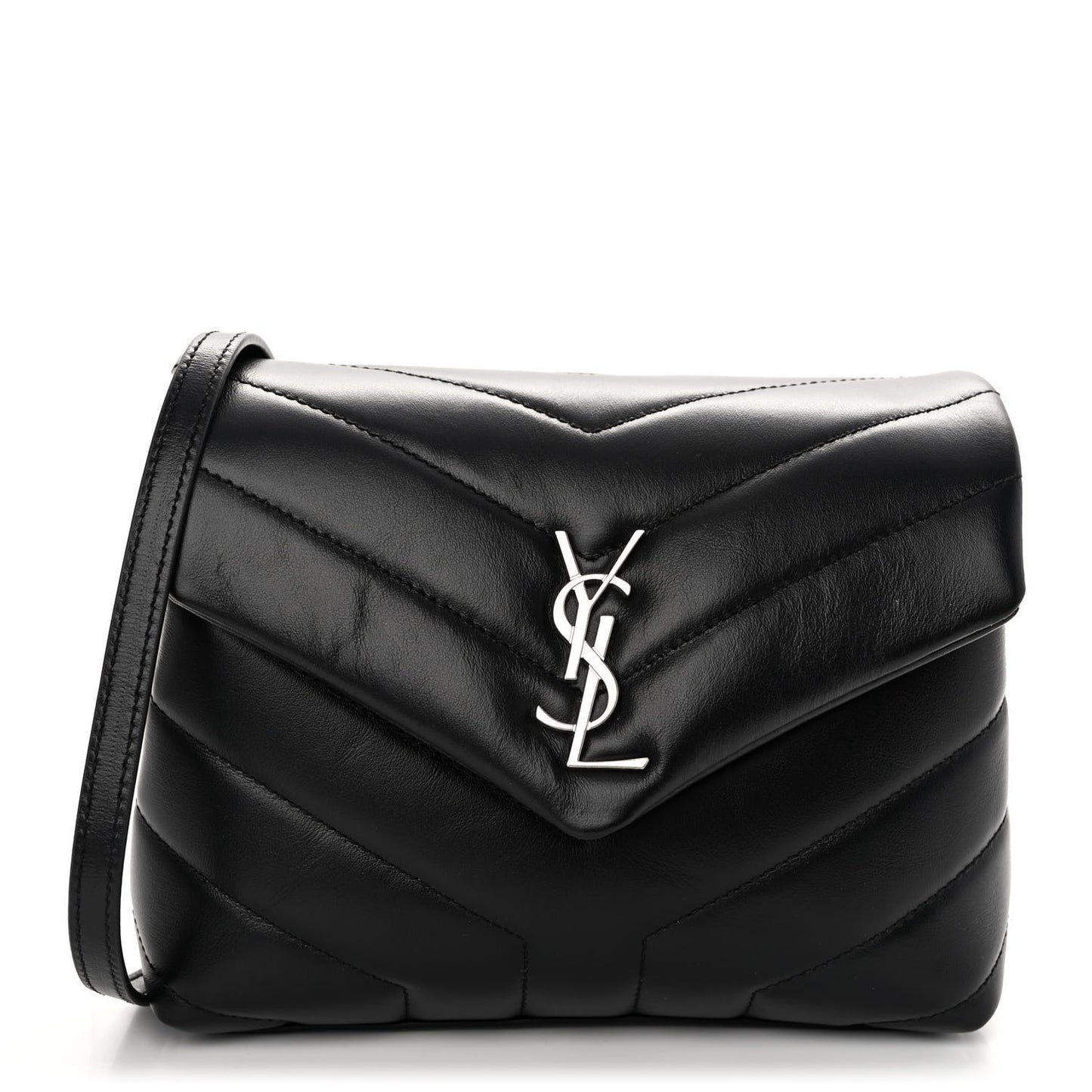 Calfskin Y Quilted Monogram Toy Loulou Crossbody Bag Black