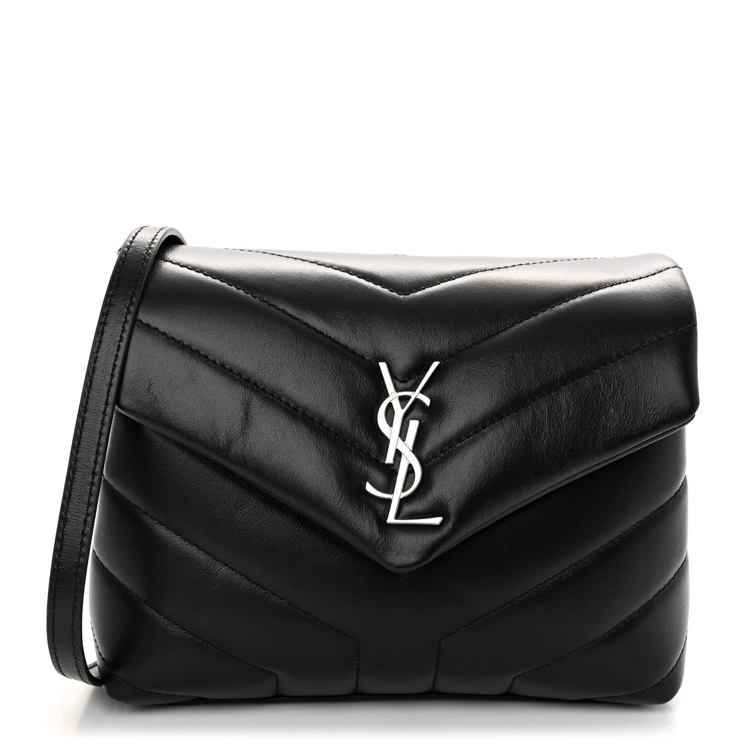 Saint Laurent Calfskin Y Quilted Monogram Toy Loulou Crossbody Bag Black 1 of 10