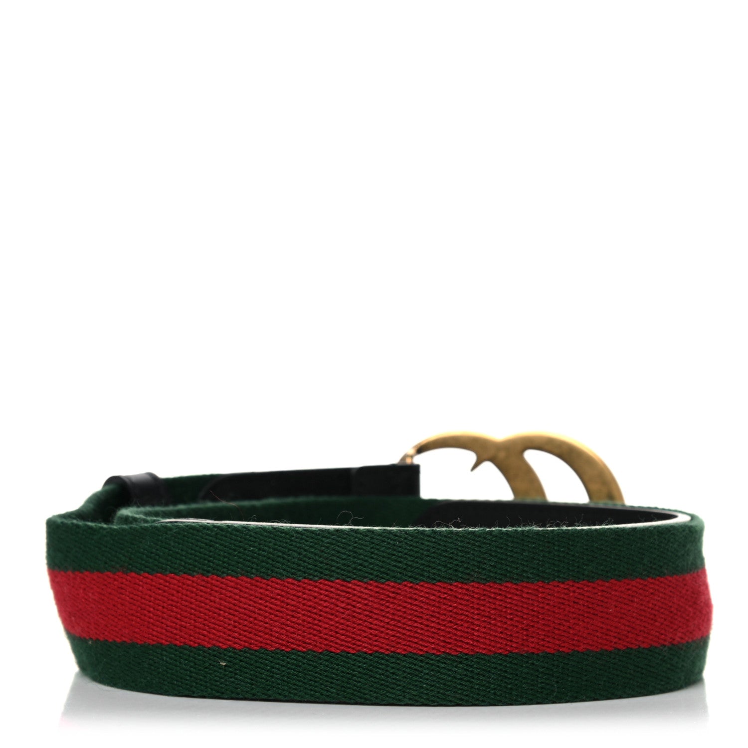 Gucci Nylon Calfskin Double G 40mm Web Belt 80 32 Green Red Black 2 of 6