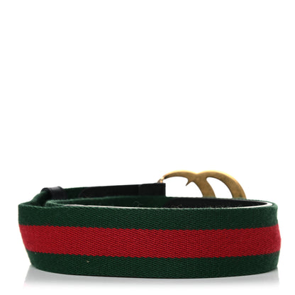 Gucci Nylon Calfskin Double G 40mm Web Belt 80 32 Green Red Black 2 of 6