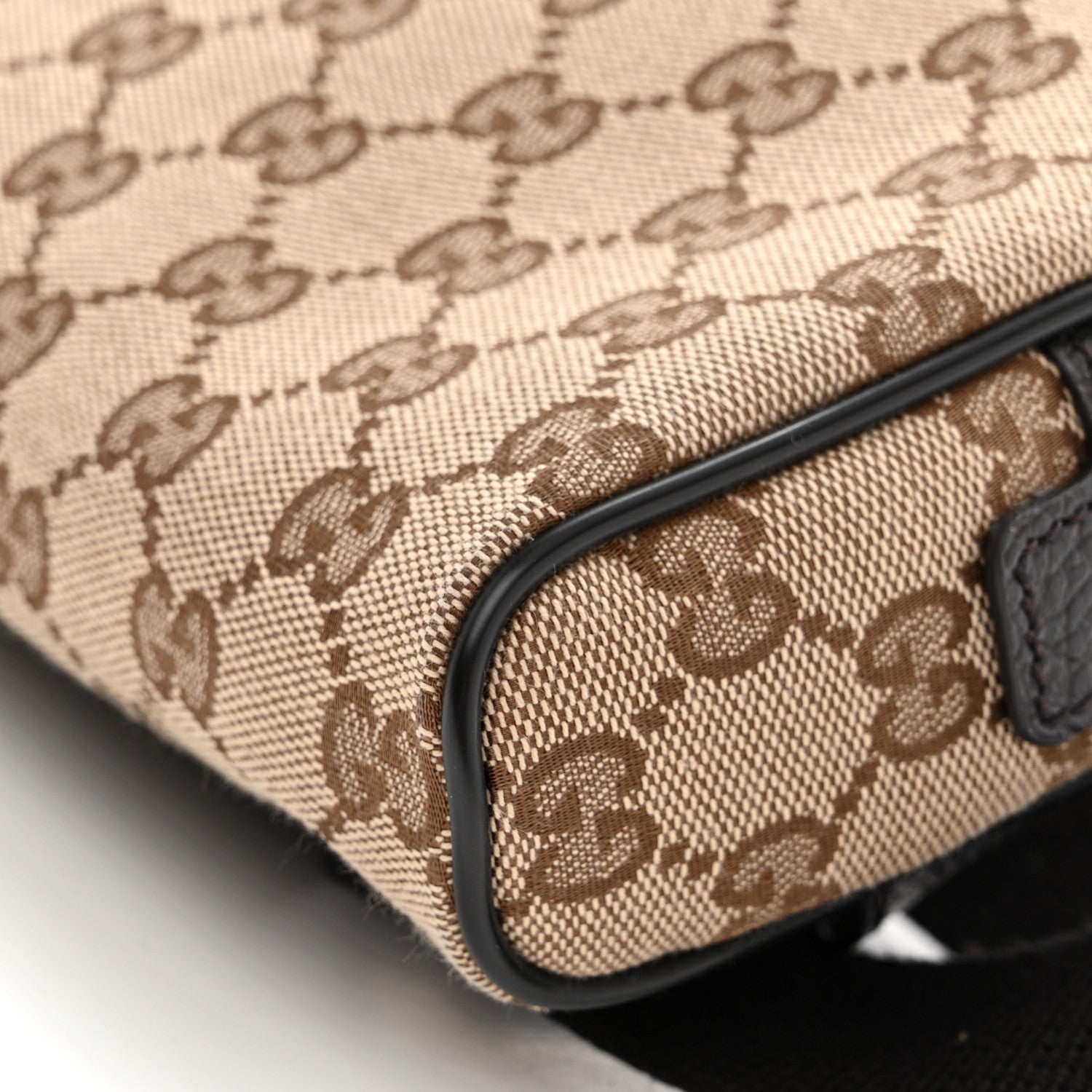 Gucci Monogram Dollar Calfskin Belt Bag Beige Ebony Testa di Moro Marrone Scuro 10 of 11