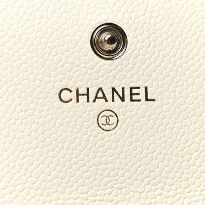 Chanel Caviar Quilted Chain CC Flap Card Holder White 6 of 9