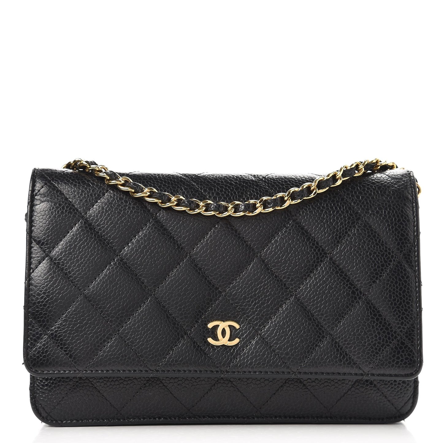 Caviar Quilted Wallet On Chain WOC Black