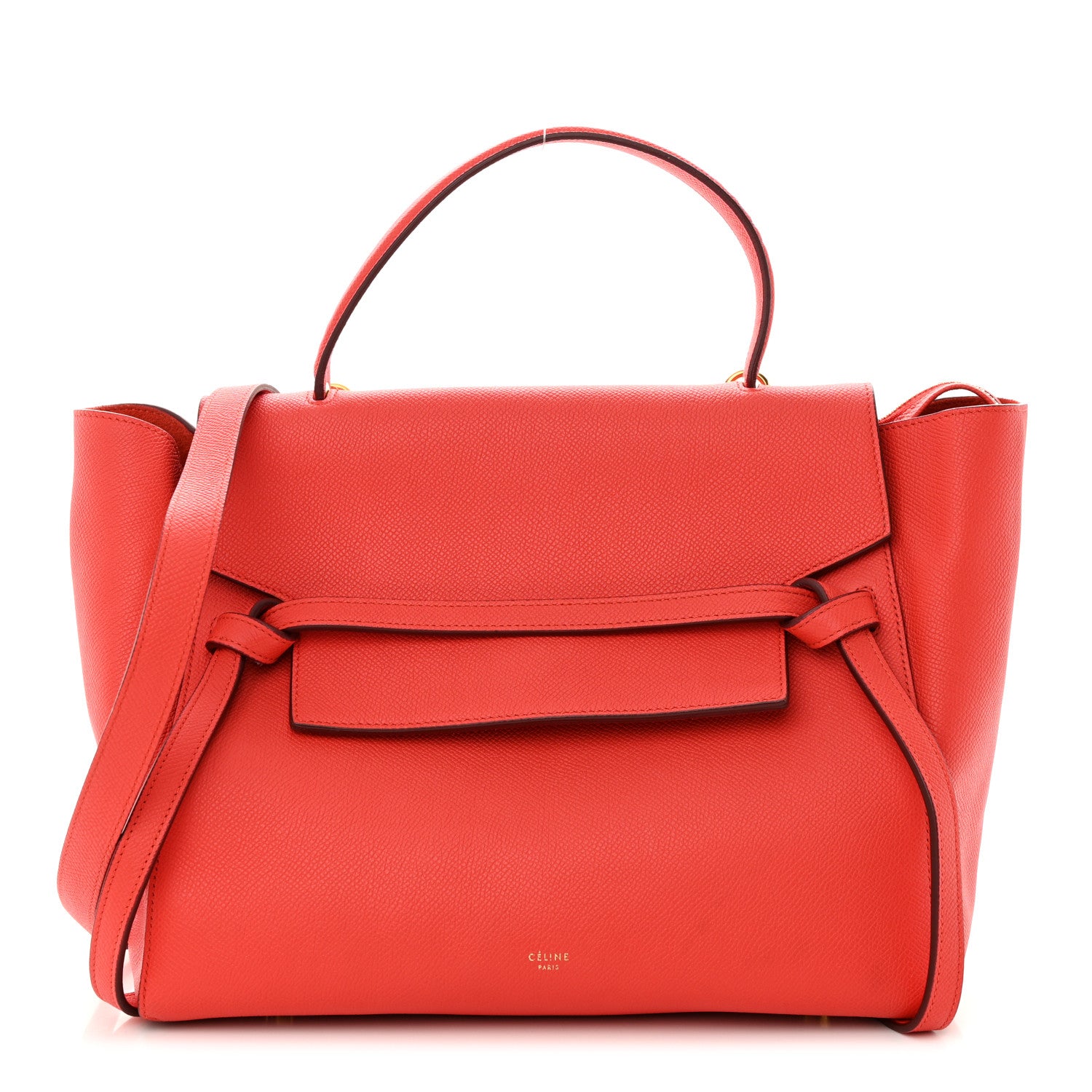 Celine Grained Calfskin Mini Belt Bag Coral Orange 1 of 10