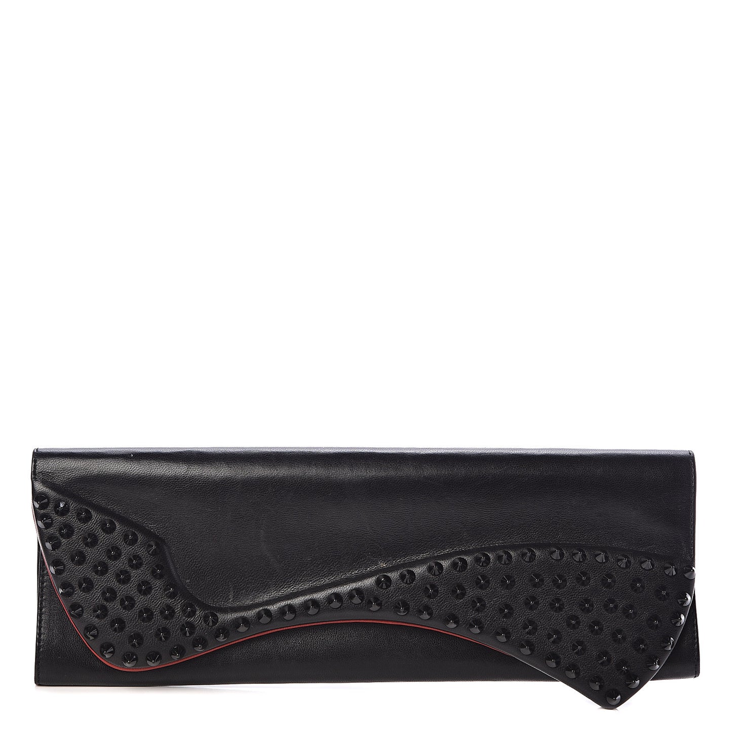 Calfskin Spikes Pigalle Clutch Black