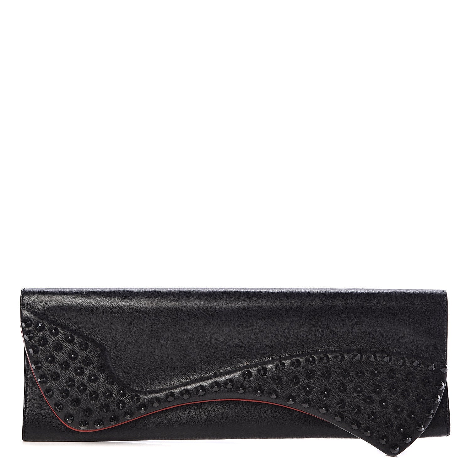 Christian Louboutin Calfskin Spikes Pigalle Clutch Black 1 of 6