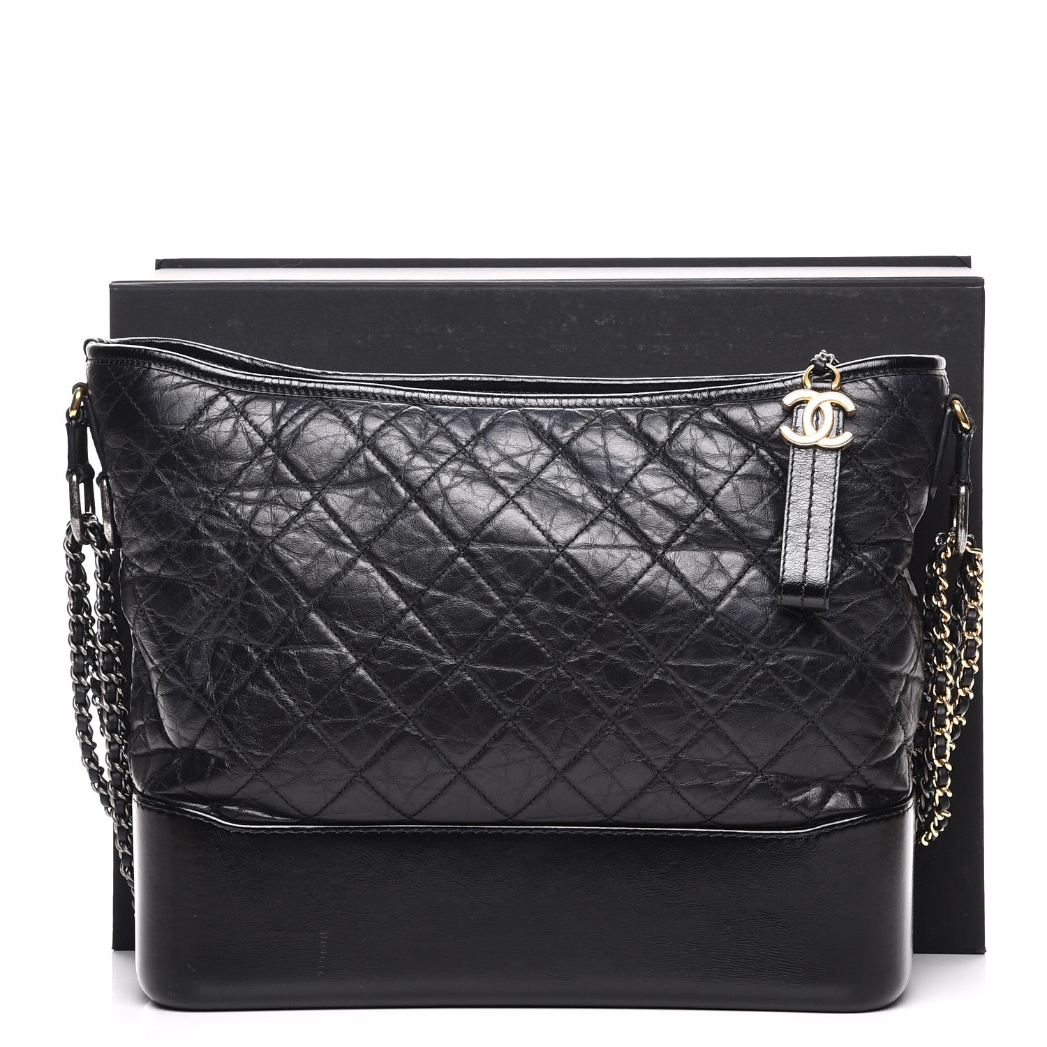 Chanel Aged Calfskin Quilted Large Gabrielle Hobo Black 8 of 8